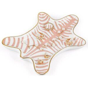 Pink Ceramic Tiger Jewelry Dish Tray for Rings Earrings Bracelets Keys Decor